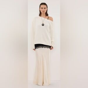 DISSH Charli Cream Satin Maxi Skirt size 4